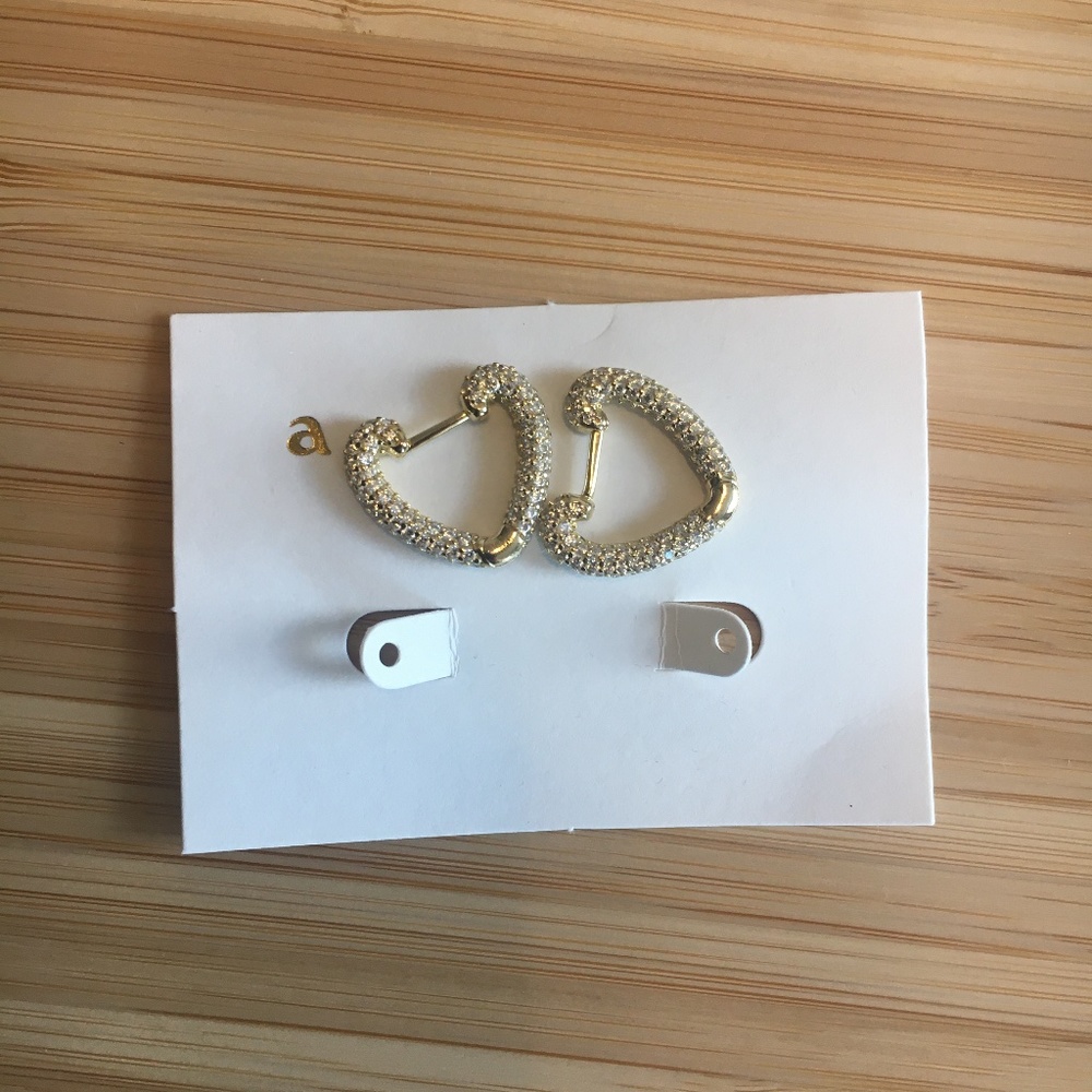 Adina's Jewels Pave Open Heart Huggie Earrings